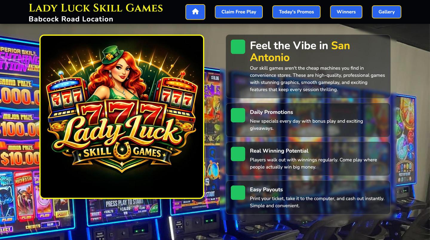 Lady Luck Skill Games on a laptop