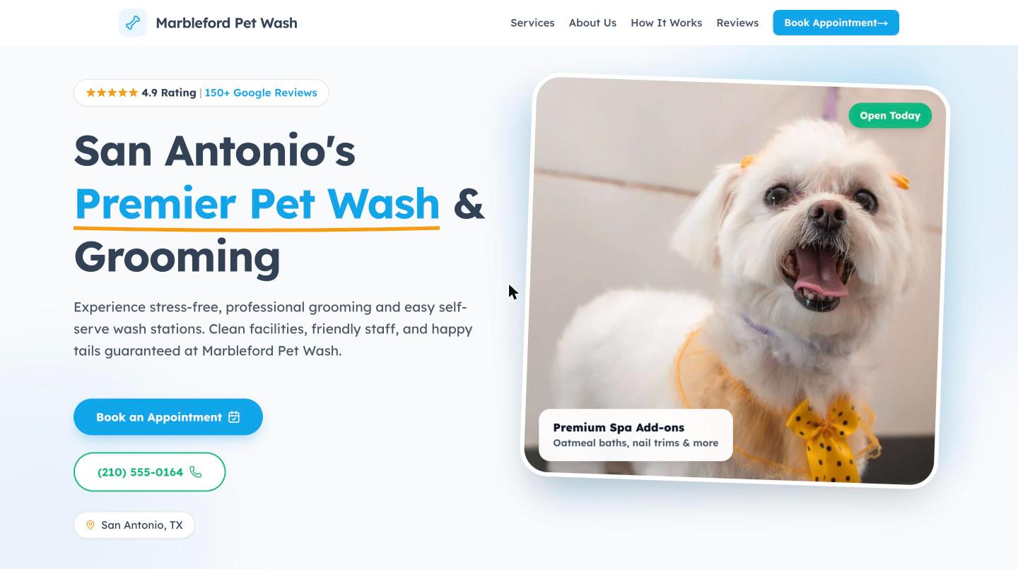 Marbleford Pet Wash on a laptop