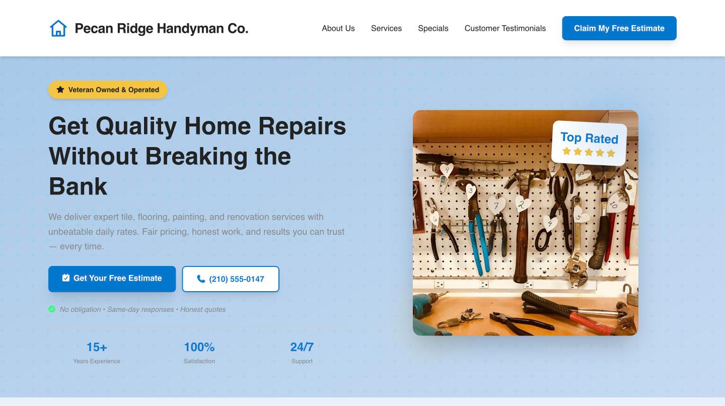 Pecan Ridge Handyman Co. on a laptop
